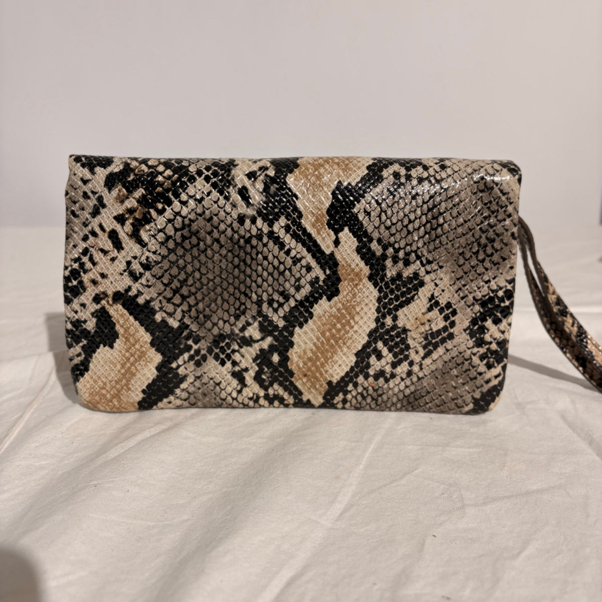 Nine West Snakeskin Print Clutch - Brown & Black