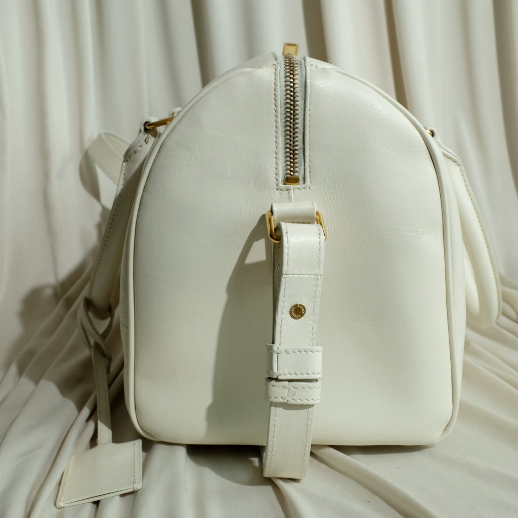 Saint Laurent (YSL) Classic Duffle 6 – White Calf Leather Handbag