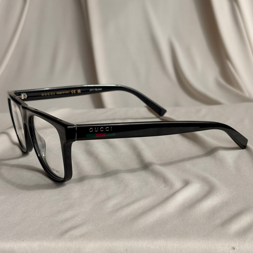 Gucci Black Square Eyeglasses - GG1117O - Red & Green Web, NIB
