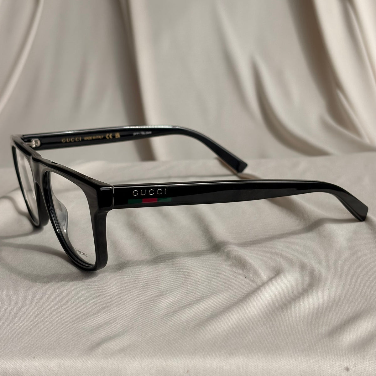 Gucci Black Square Eyeglasses - GG1117O - Red & Green Web, NIB