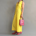 Jamaica Dowry Vintage 70s Yellow Maxi Dress - Hand Embroidered Donkey - Small