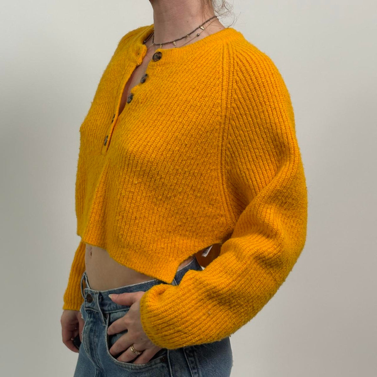 Vibrant Tangerine Orange Crop Sweater | Urban Outfitters | Size Small