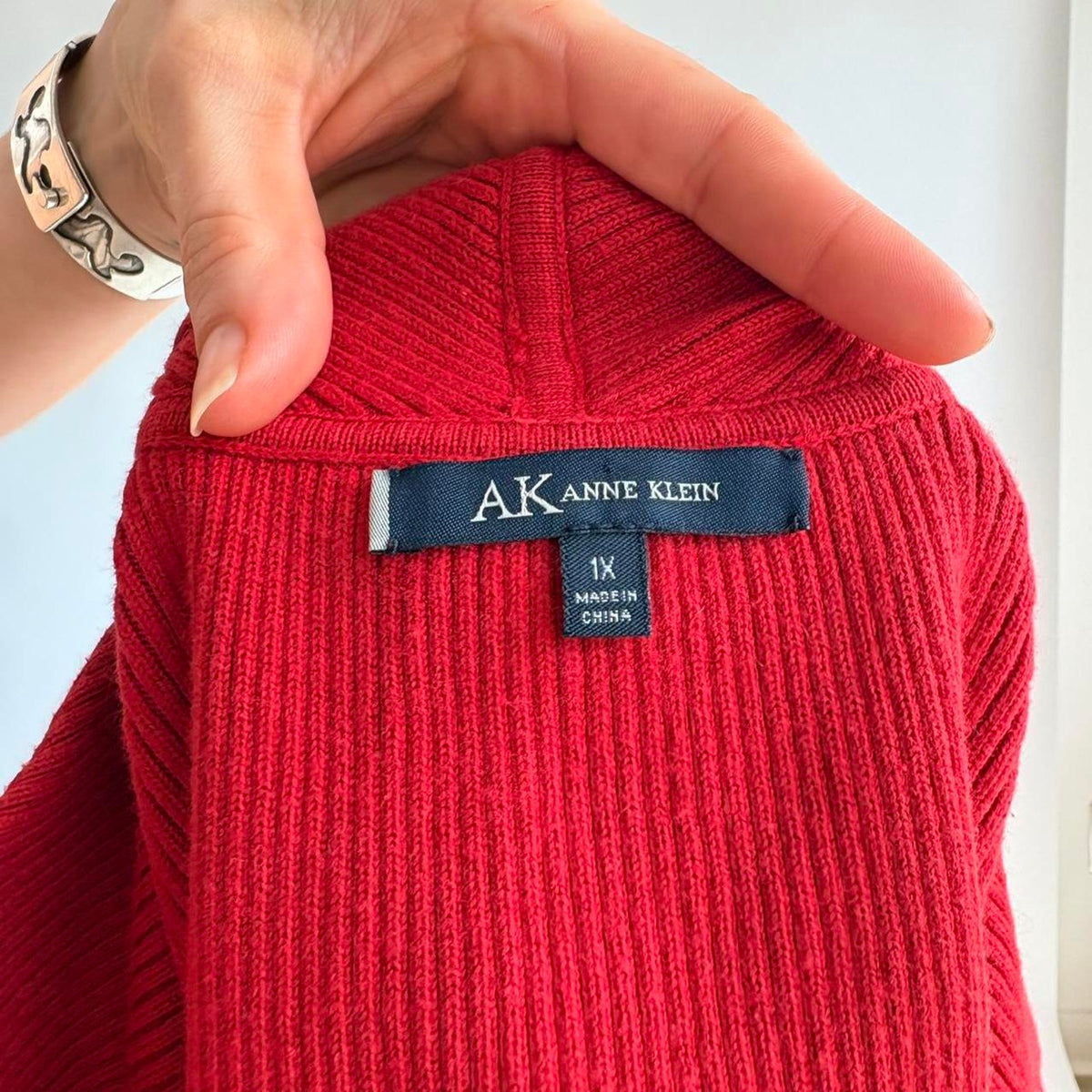 Anne Klein Cherry Red Sweater - Cotton Silk Cashmere, Size 1X