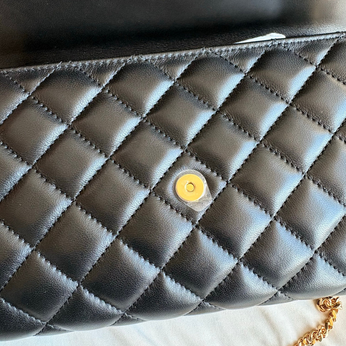 Versace Quilted Lambskin Leather Clutch - Black, Gold Hardware, NWOT