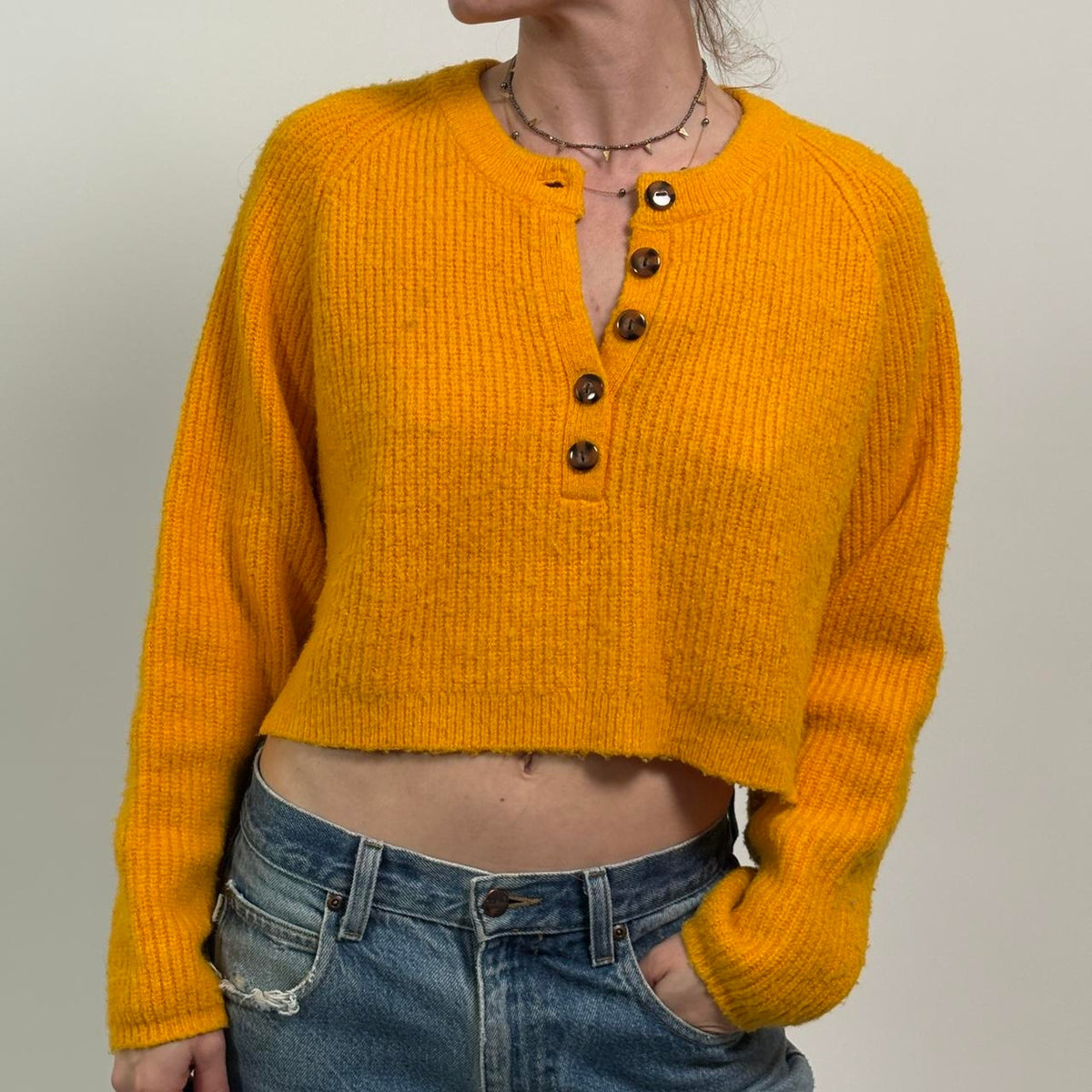 Vibrant Tangerine Orange Crop Sweater | Urban Outfitters | Size Small