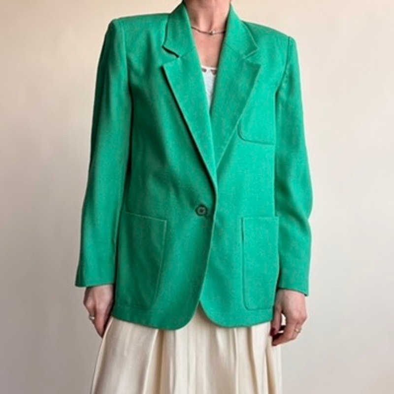 Lloyd Williams Green Blazer - Boxy Silhouette, Lightweight, Size 4