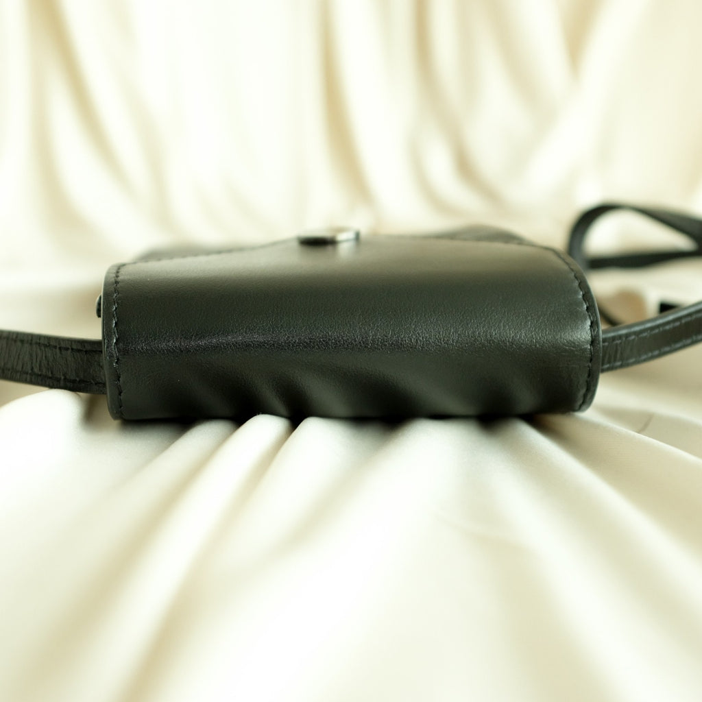 Versace La Greca Signature Crossbody Phone Pouch Leather Black Gray