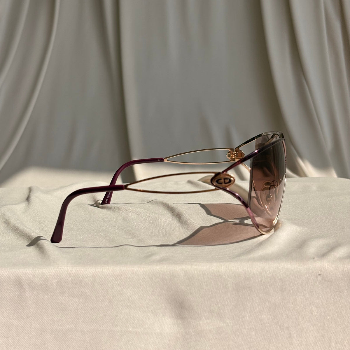 Vintage Christian Dior 2345 Wraparound Sunglasses - Purple, Gold