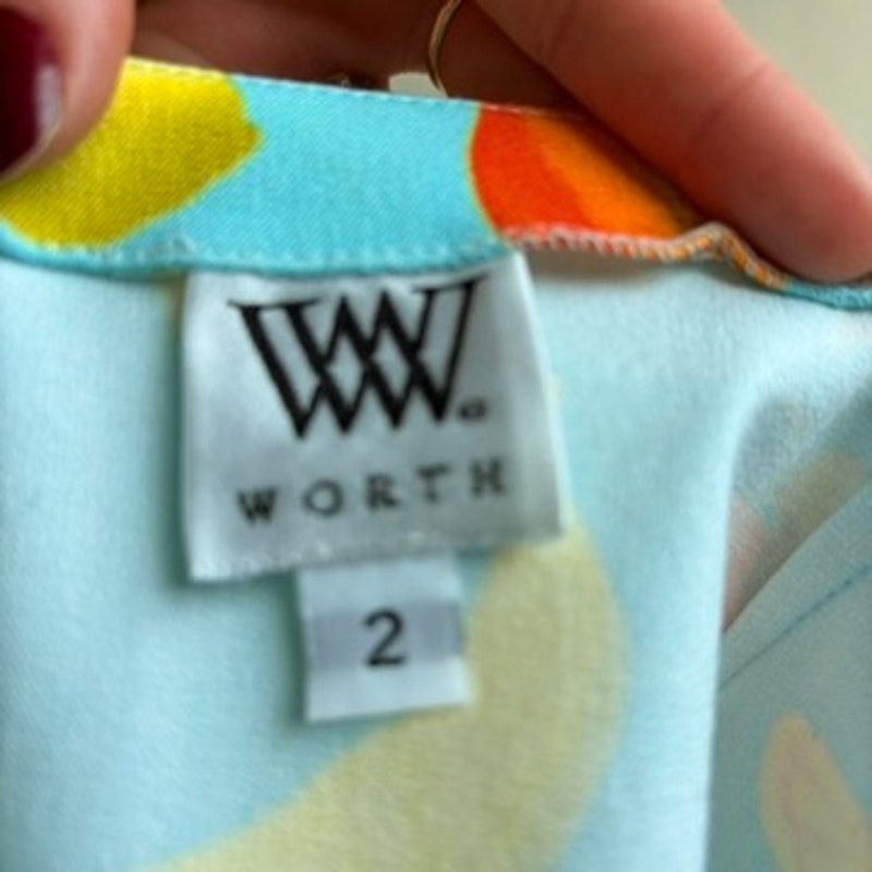 Worth Light Blue Tropical Fruit Mini Skirt - Stretchy, Summer Vibes, Size 2