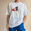 J.McLaughlin Nautical Flag T-Shirt - White, 100% Cotton, Made in Italy, (Fits Medium)