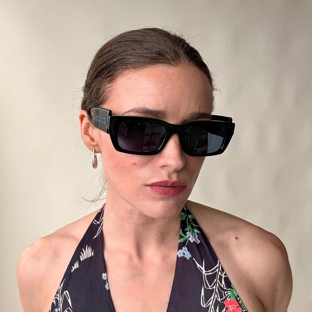 Palm Angels Rectangle Sunglasses - Black Frame, Blue Lenses, Brand New