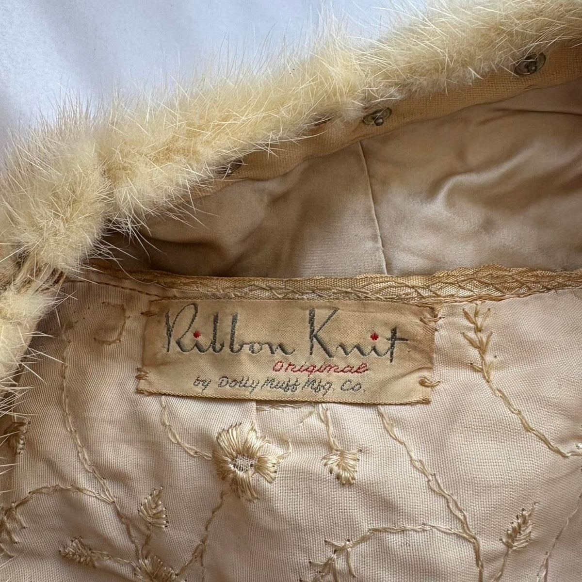 Vintage 1950s Ribbon Knit jacket by Dolly Muff Msg. Co.