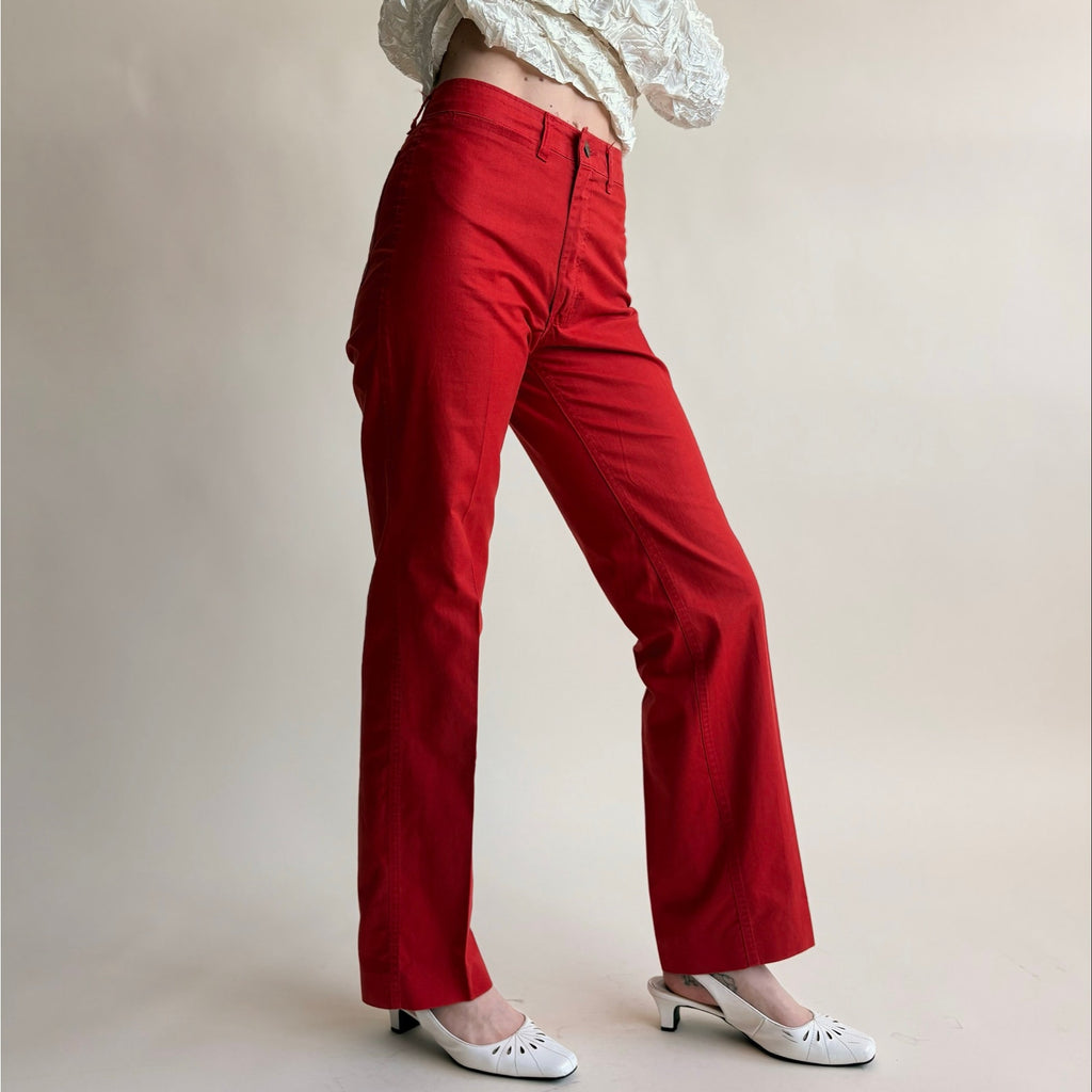 Cacharel Paris Red High-Waisted Wide Leg Jeans - Size 8 (Fits 2)