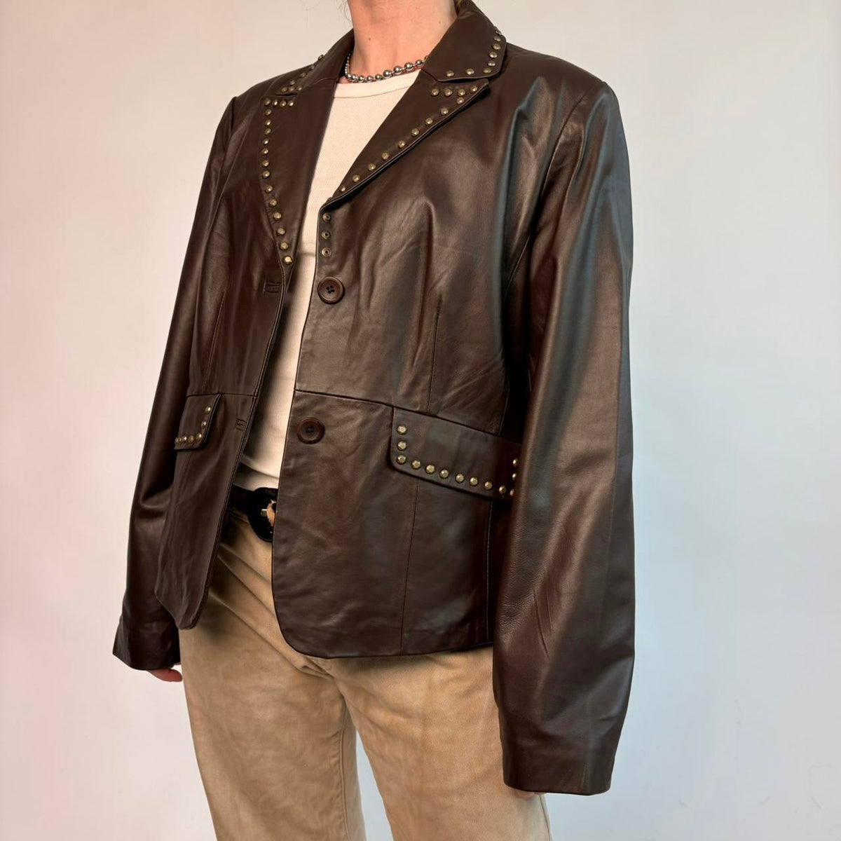 Willi Smith Brown Lamb Leather Jacket - Size XL
