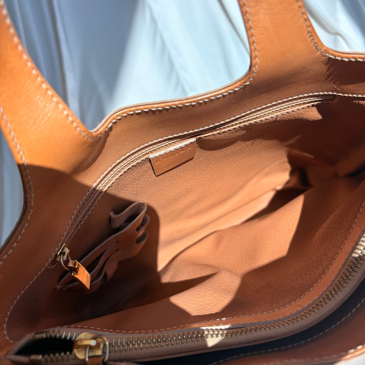 Vintage 90s Celine Triomphe Canvas Tote Bag - Tan Leather Trim
