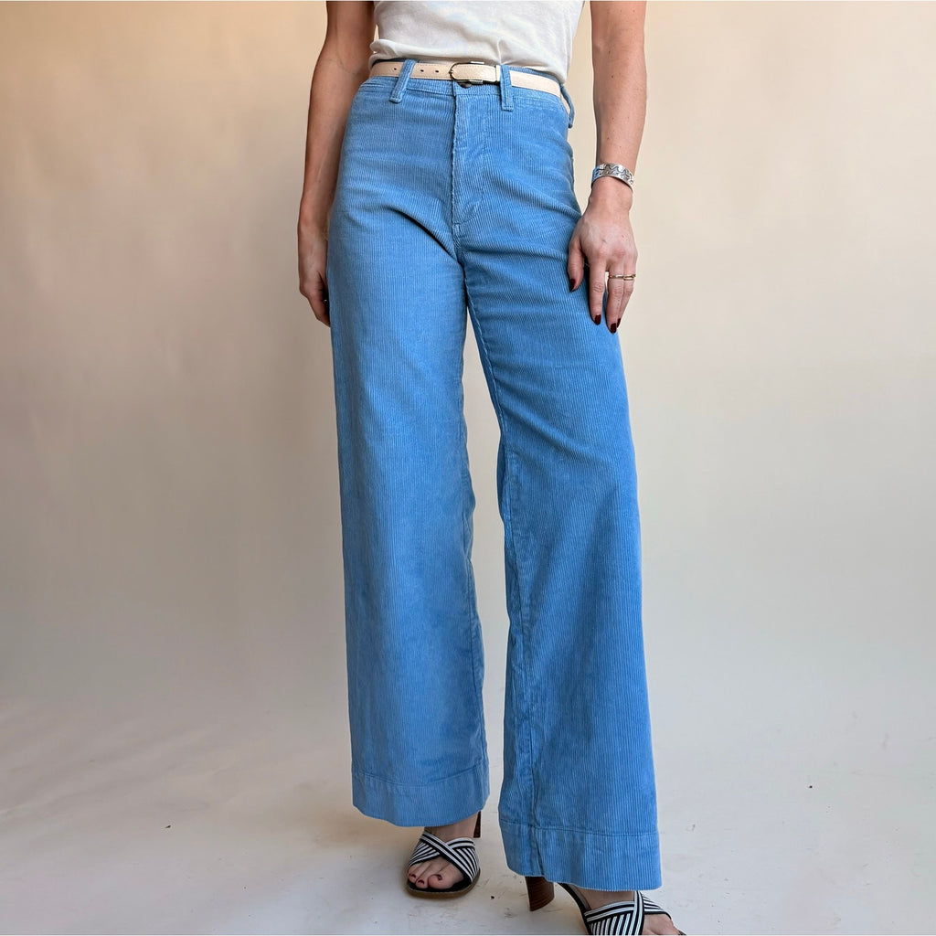 Gap Baby Blue High-Waisted Corduroy Pants - Wide Leg, 00, Y2K