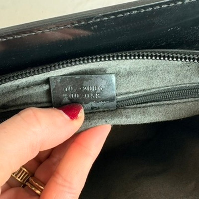 Vintage Gucci Tom Ford Era Black Patent Leather Chain Tote