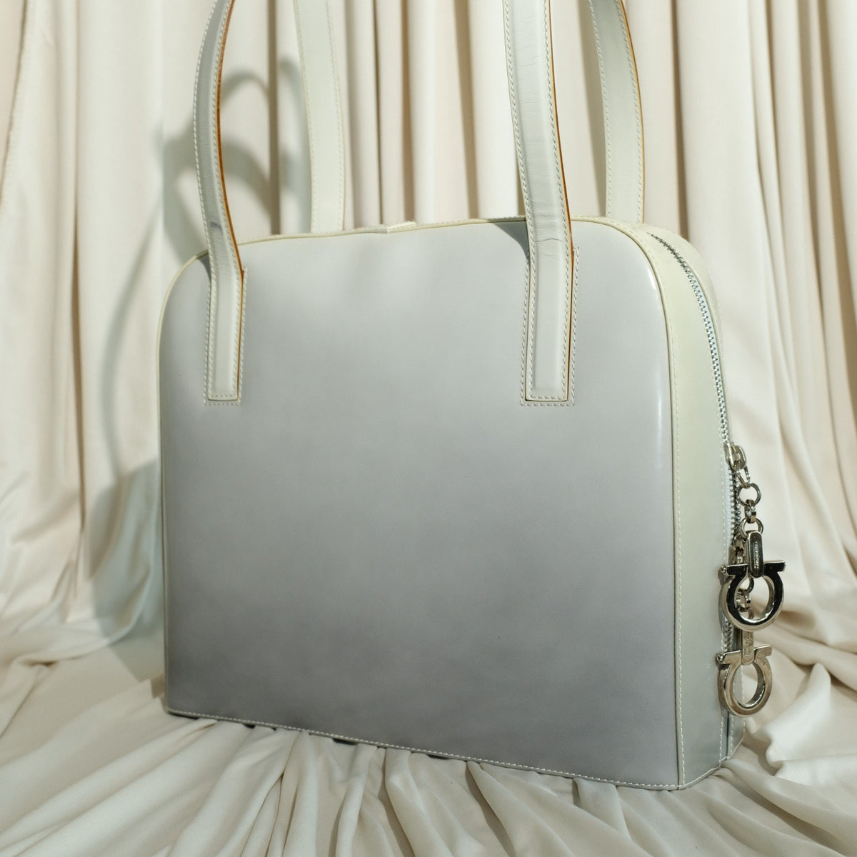 Salvatore Ferragamo Gradient Gray Tote - Structured Leather, Gancini Hardware