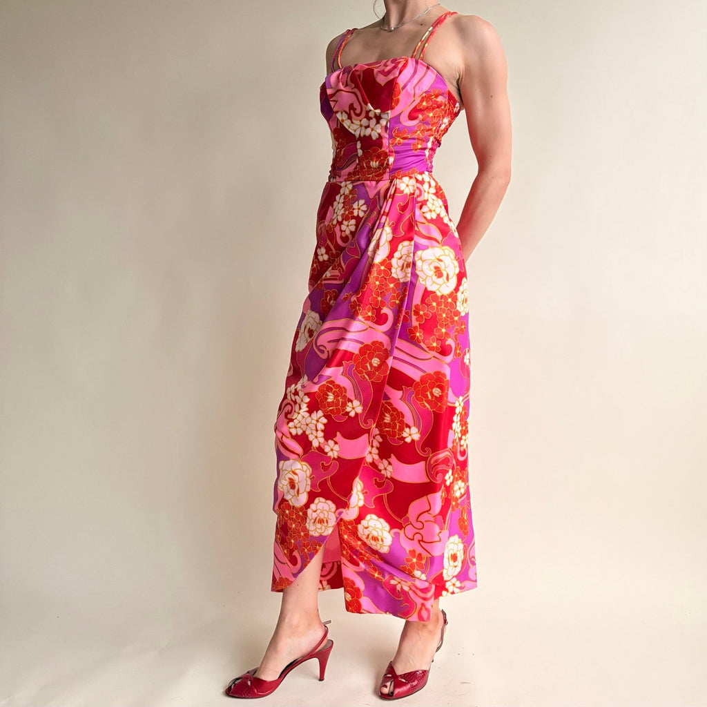 Vintage Paradise Hawaii Pink and Orange Formal Dress  (Fits 2)