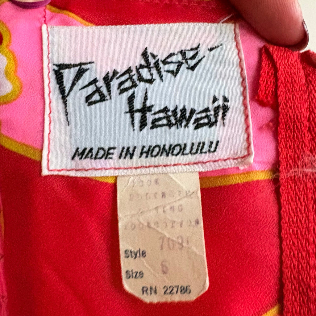 Vintage Paradise Hawaii Pink and Orange Formal Dress  (Fits 2)
