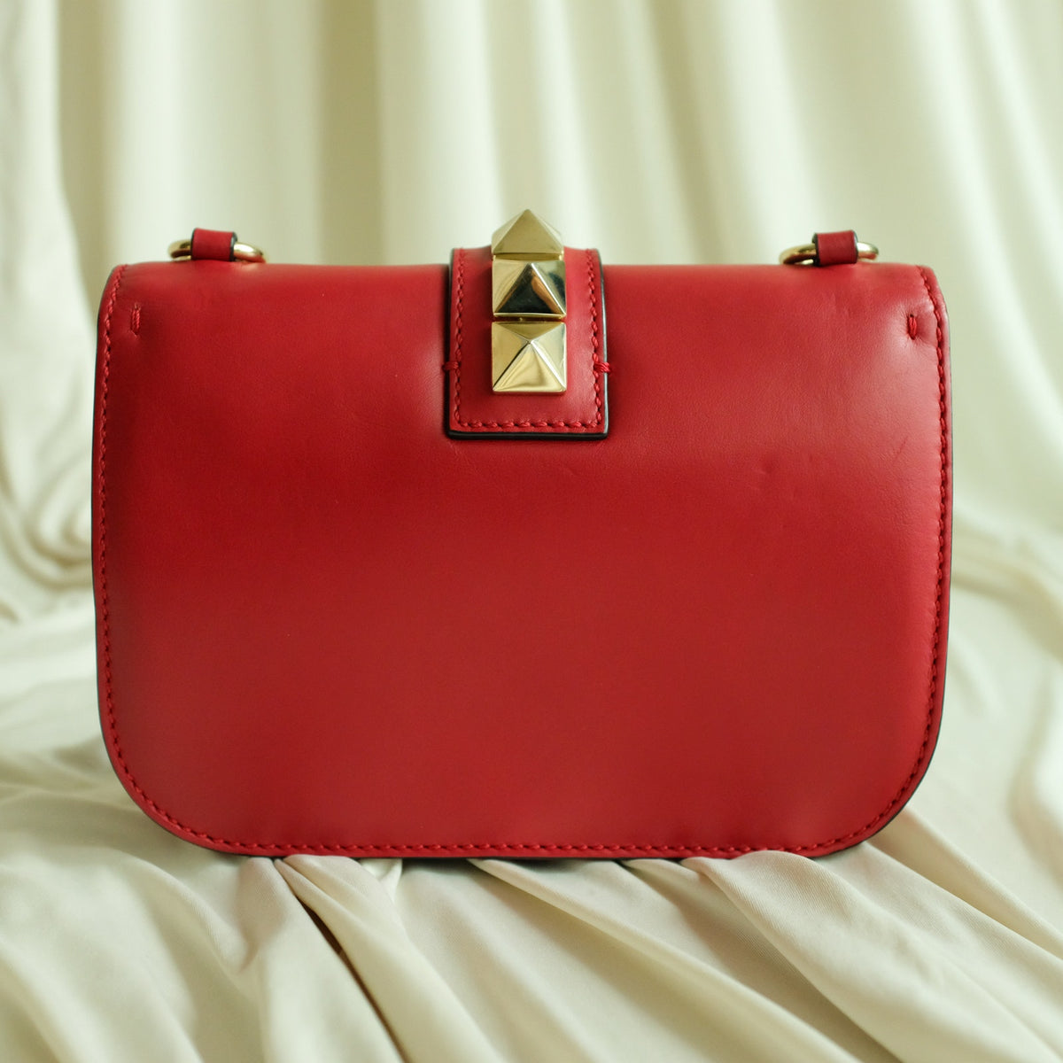 Valentino Garavani Glam Lock Rock Stud Red Shoulder Bag