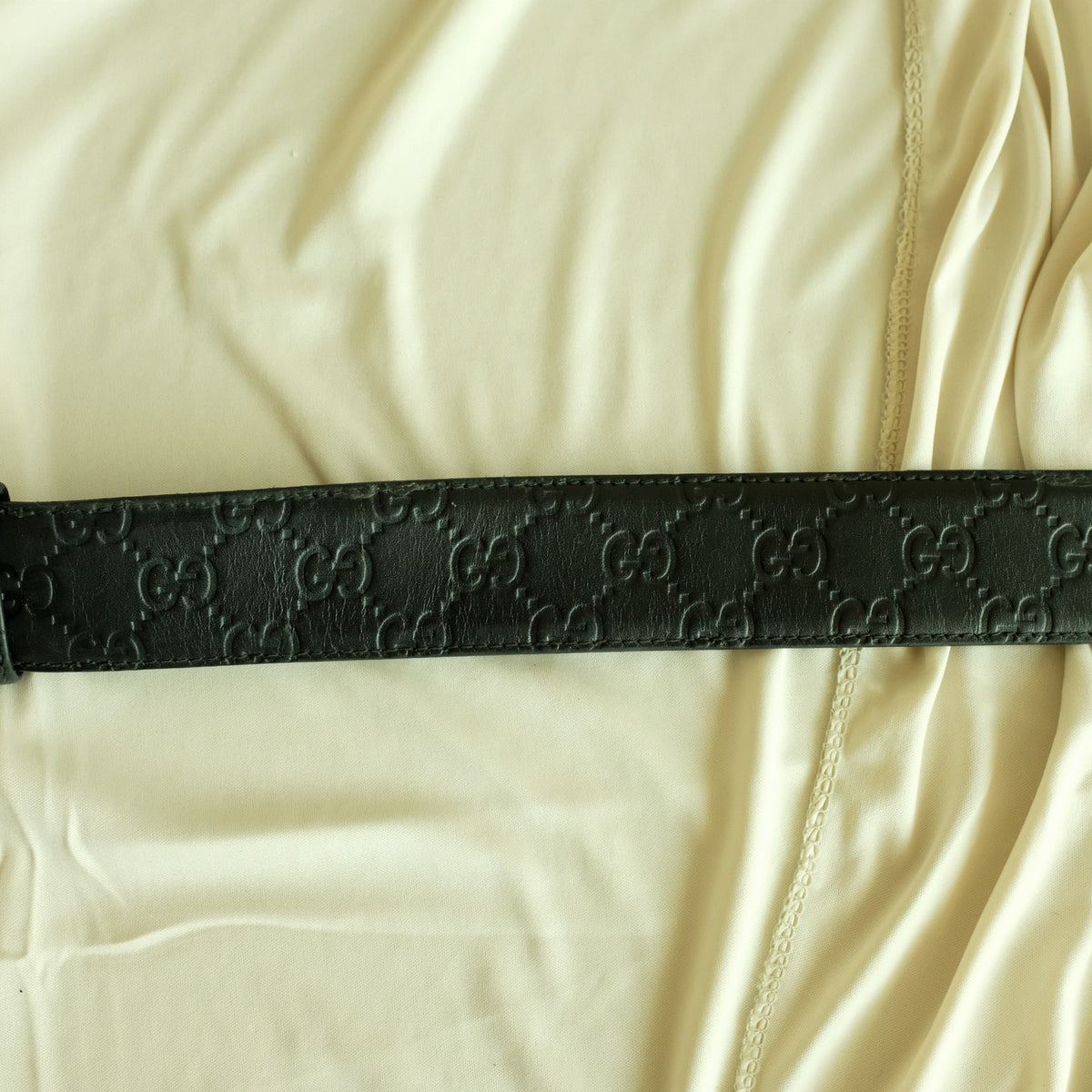Gucci Interlocking G Belt - Black Leather, Silver Buckle, Size 95