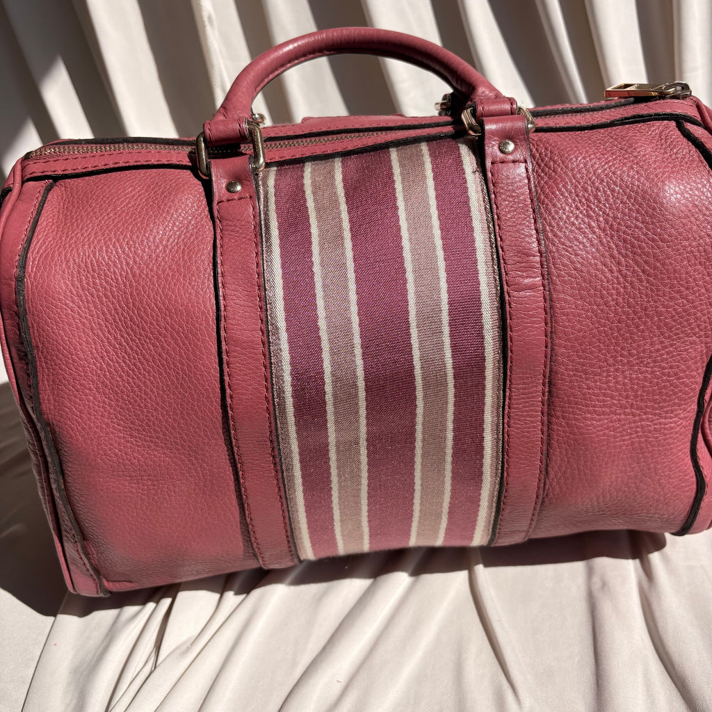 Gucci Web Joy Boston Bag Satchel - Pink Leather, Canvas Web Detail