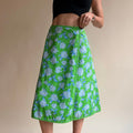 1970s Reversible Floral Wrap Skirt - Green or Baby Blue, One Size