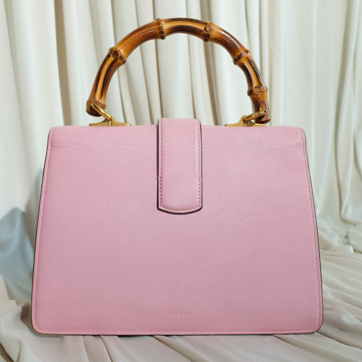 Gucci Dionysus Bamboo Medium Top Handle Bag Pink Leather Sylvie Web Strap
