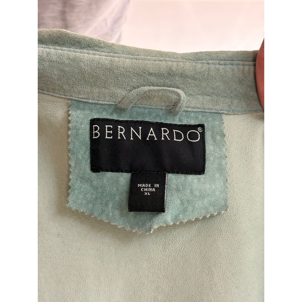 Bernardo Sea Foam Green Suede Button-Down Shirt/Jacket