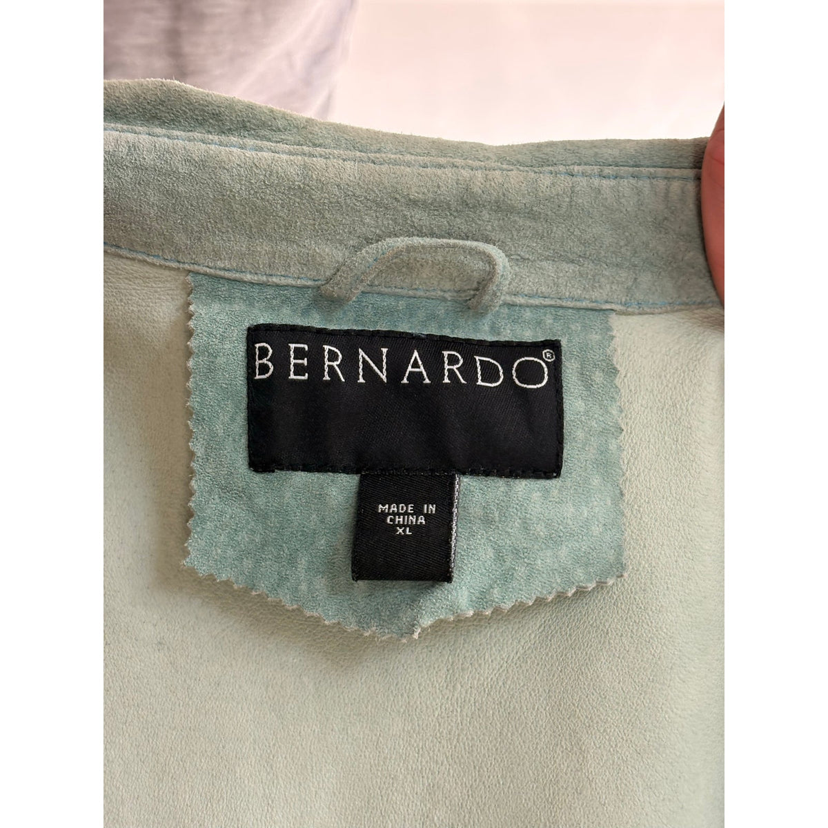 Bernardo Sea Foam Green Suede Button-Down Shirt/Jacket