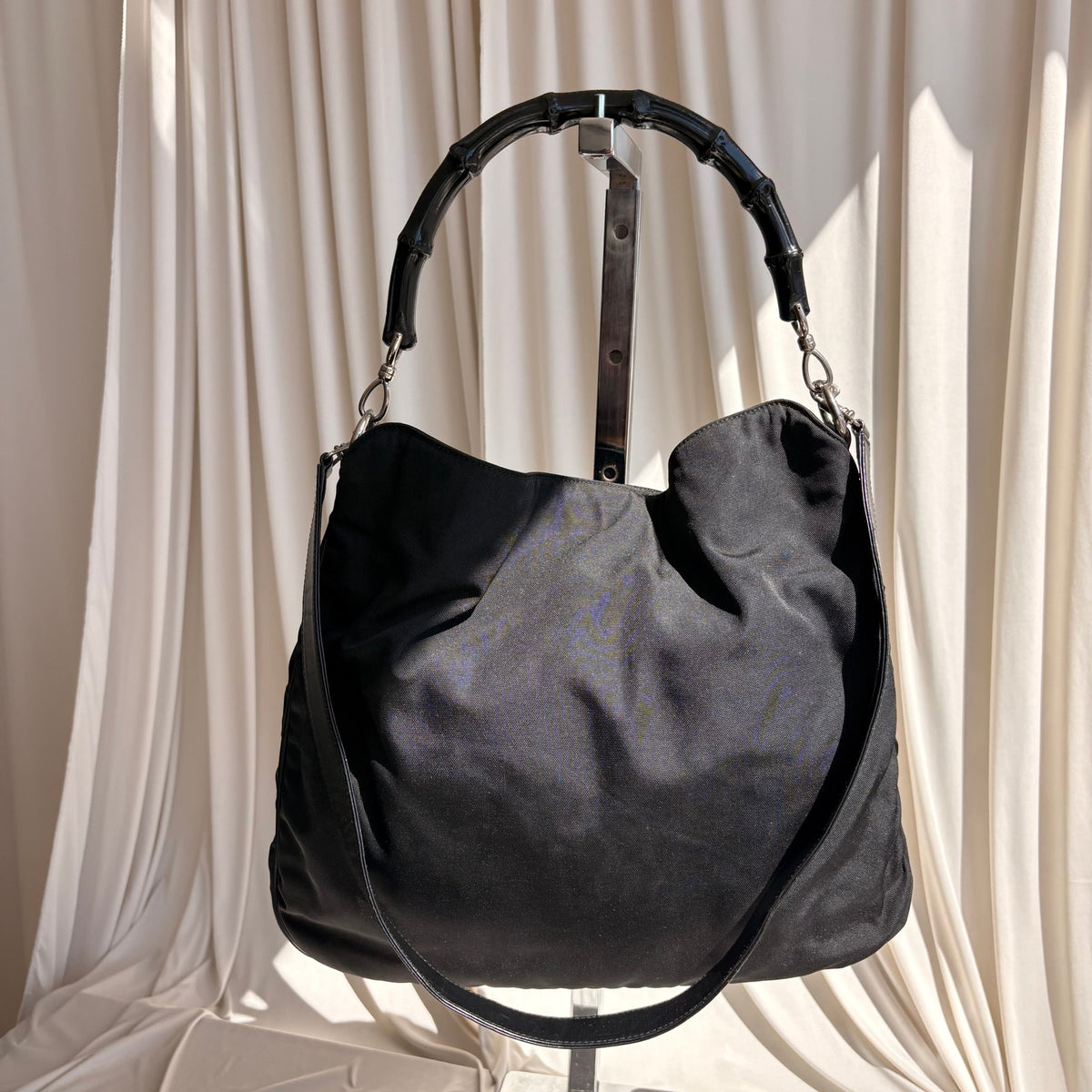 Gucci Bamboo Hobo Bag - Black Nylon, Leather, Tom Ford Era