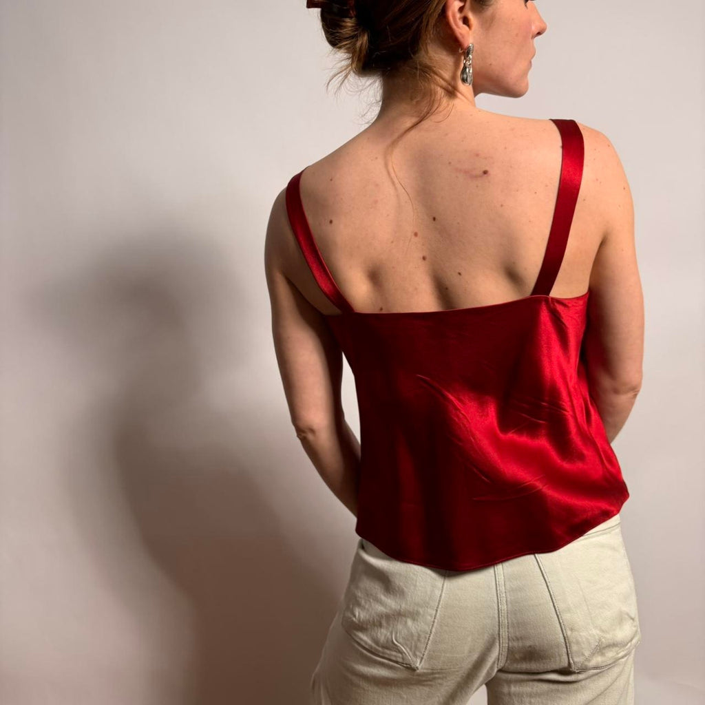 Vintage Kate Hill Red Beaded Silk Tank - Size 4