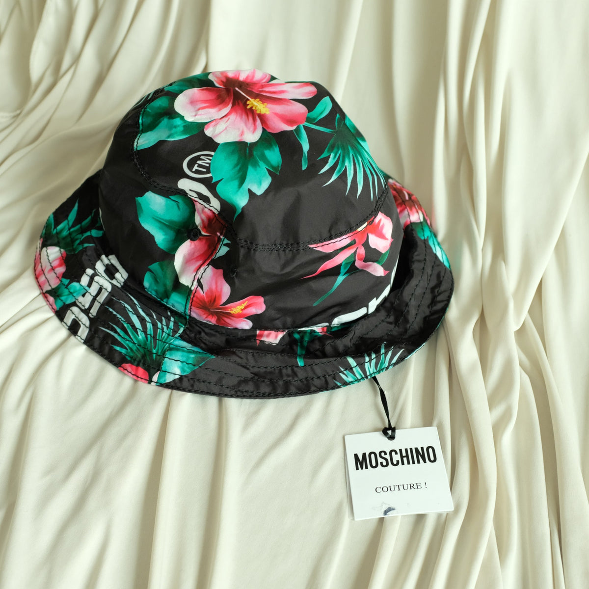 Moschino Floral Bucket Hat - Unisex, Logo Print, Made in Italy