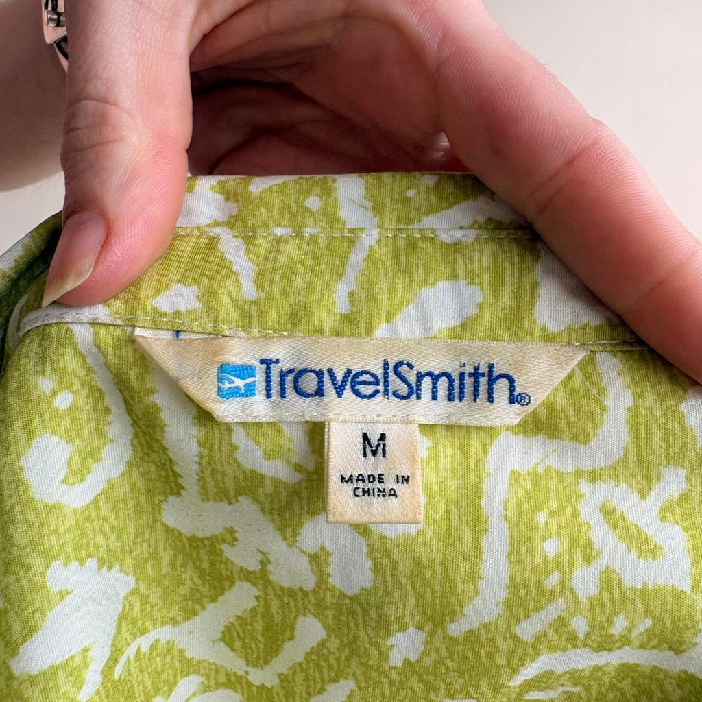 Travel Smith Green & White Hawaiian Shirt - Size Medium