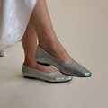 d'Ro-Too Silver Glitter Ballet Flats - Mid-Century Glam, Made in Italy, Size 7.5