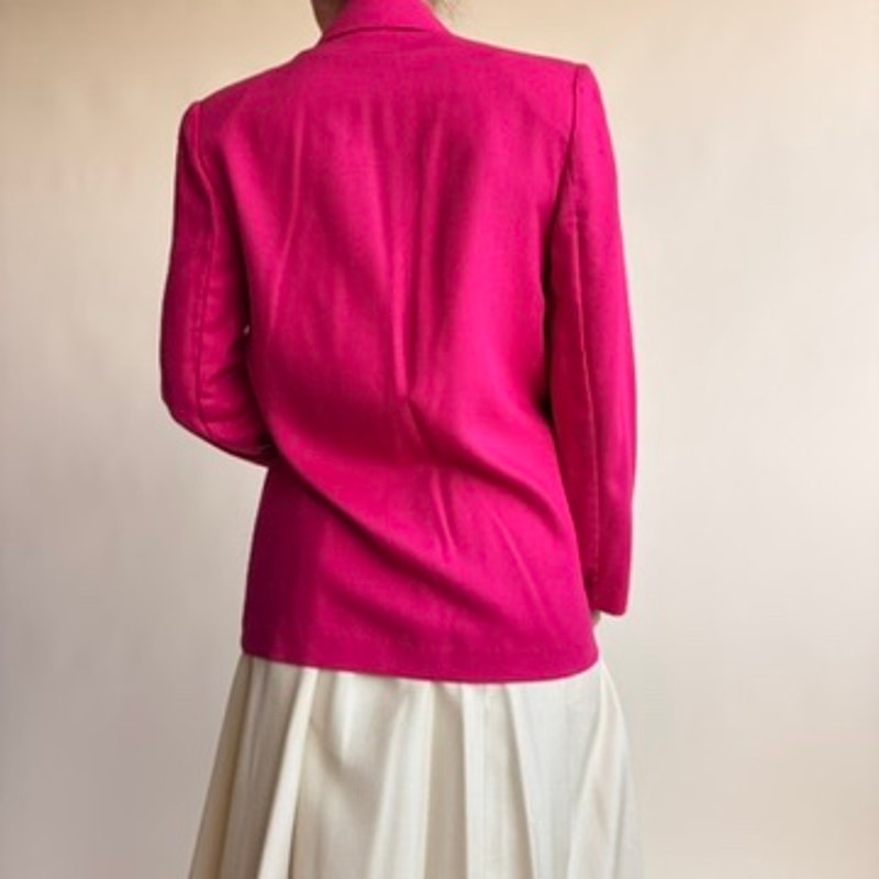 Lloyd Williams Fuchsia Blazer - Padded Shoulders, Single Button, 80s Office Siren, Size 4