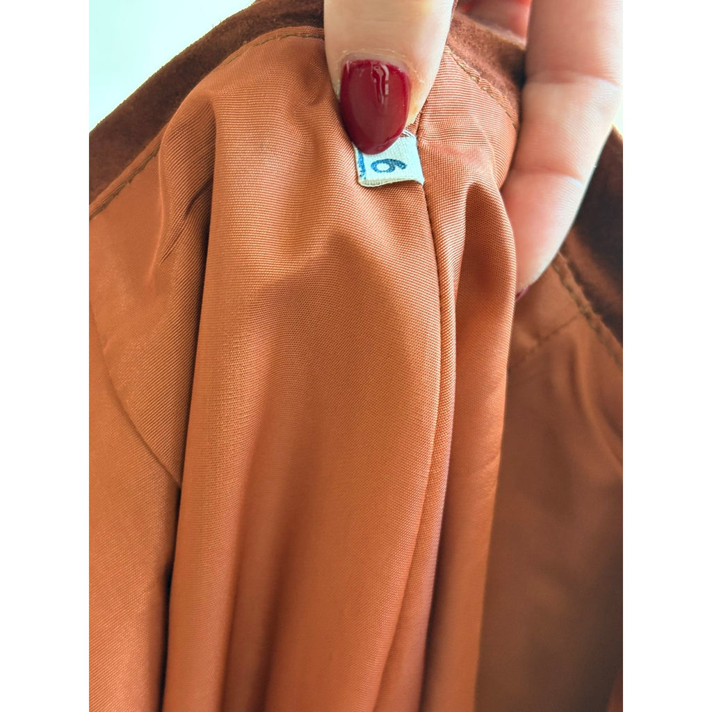Vintage Burnt Orange Genuine Suede Midi Skirt