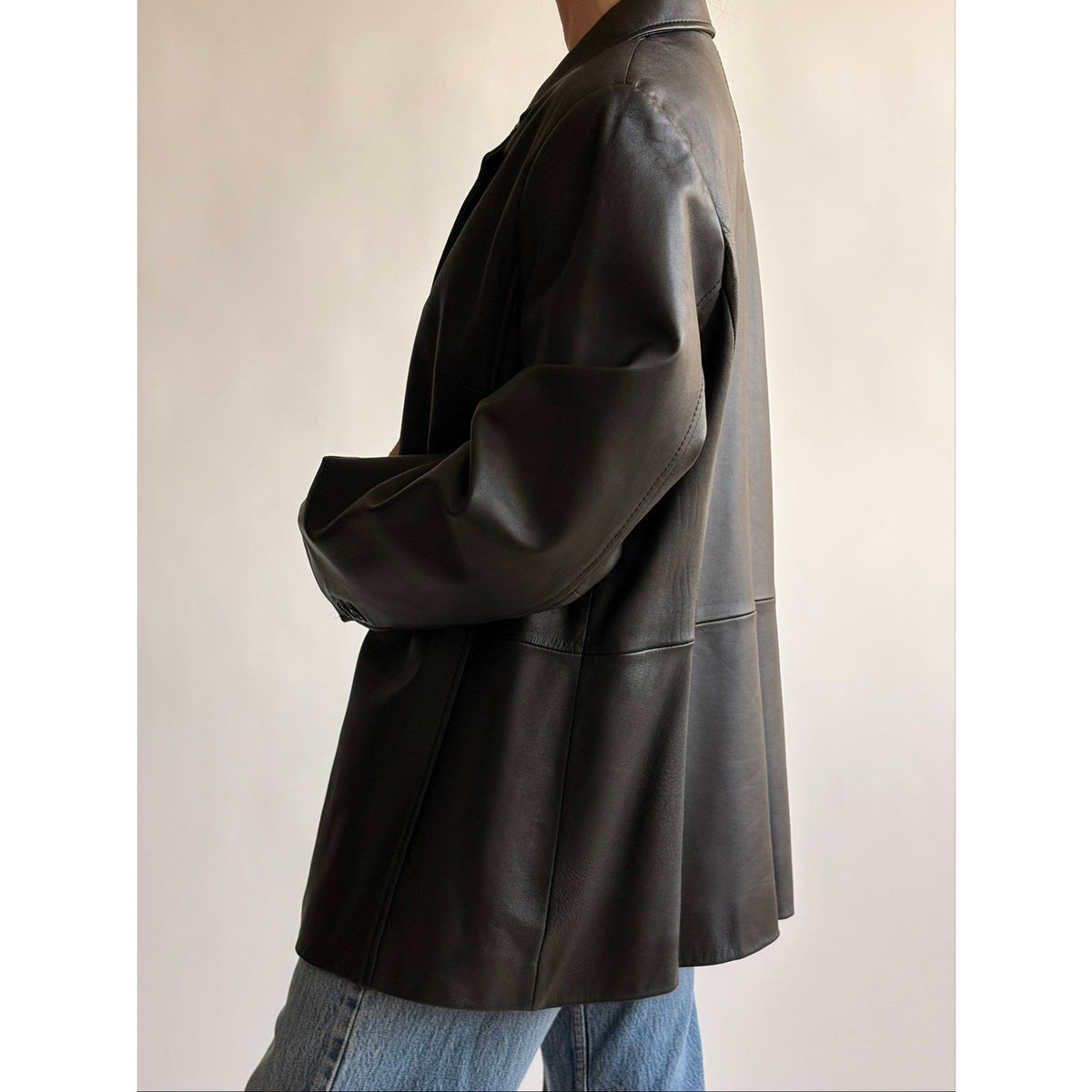 Vintage Valerie Stephan Separates Black Leather Jacket - Size XL