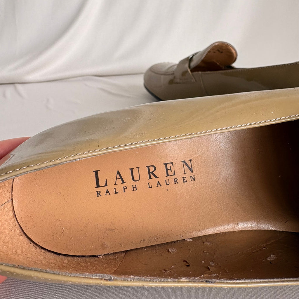 Vintage Ralph Lauren Tan Patent Leather Loafers - Silver Hardware