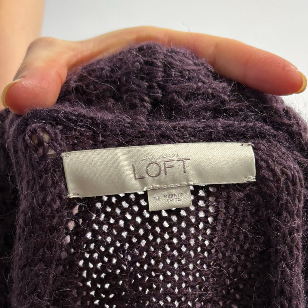 LOFT Purple Shawl Collar Pullover - Size Medium