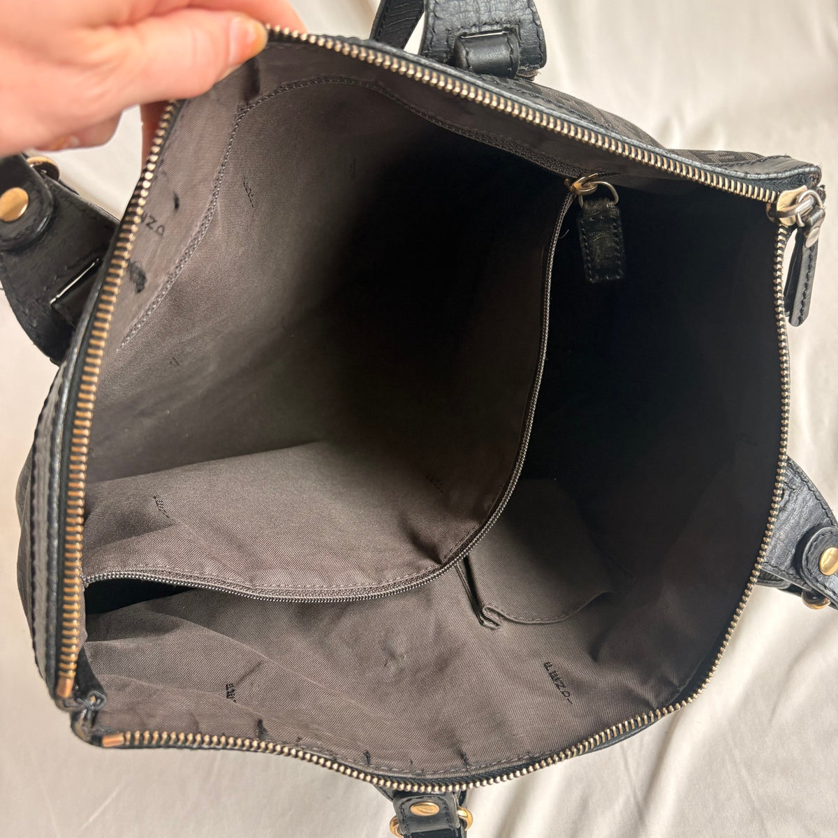 Vintage Fendi Zucchino Black Canvas & Leather Tote - Early 2000s