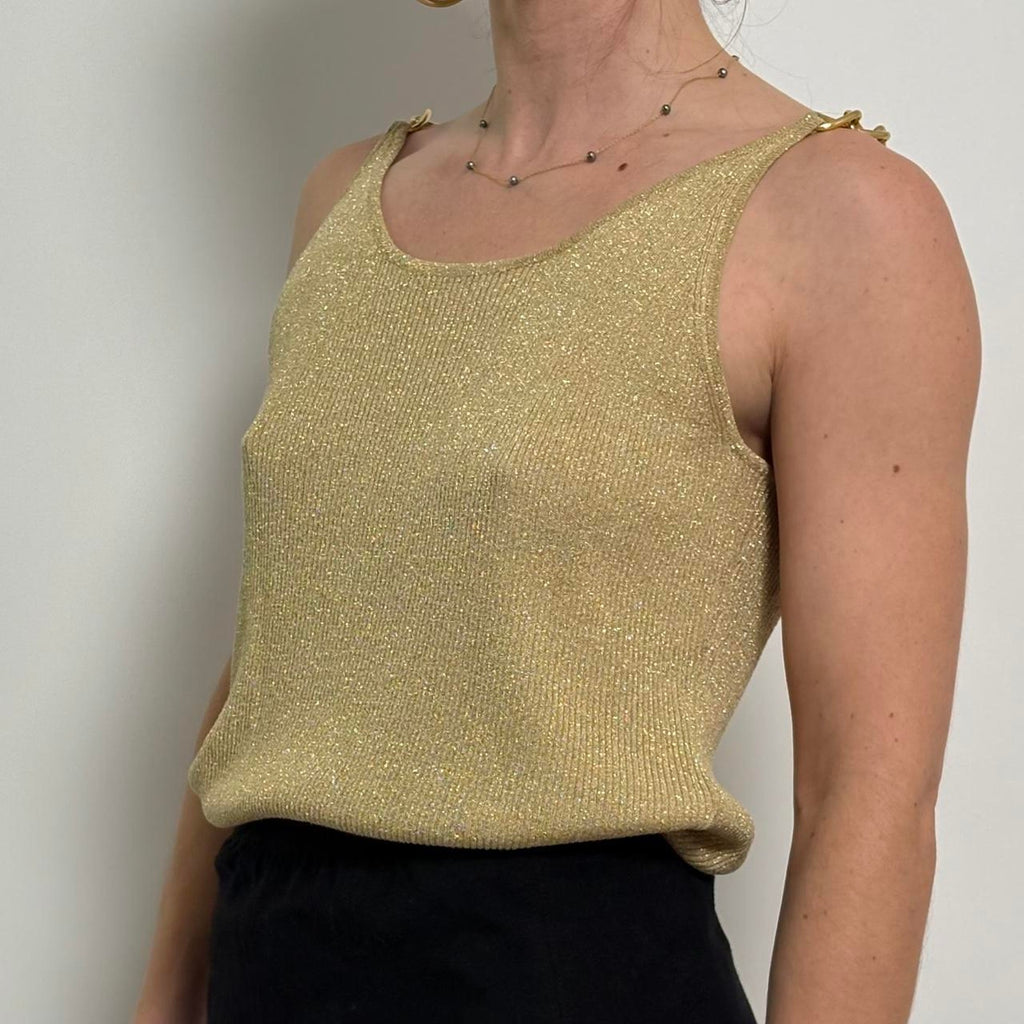 August Silk Natalie Top ~ Gold Knot & Chain - M