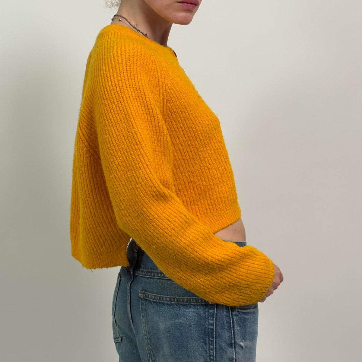 Vibrant Tangerine Orange Crop Sweater | Urban Outfitters | Size Small