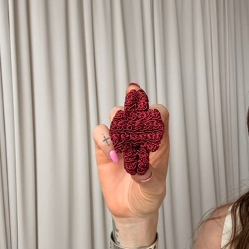 Maroon Lace Claw Clip - Vintage, Small, 3"