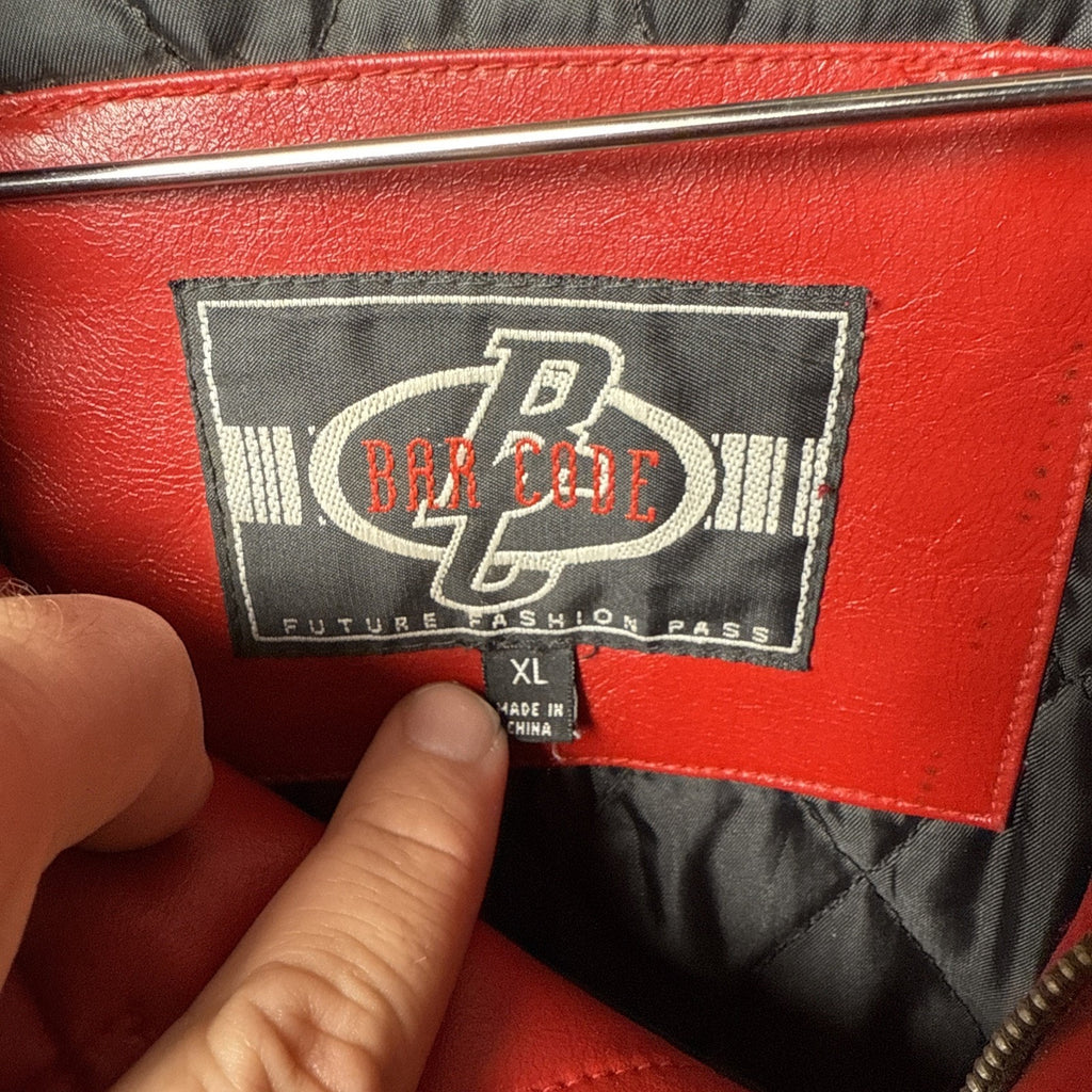 Vintage Barcode Moto Leather Jacket Mens XL Oriental Dragons