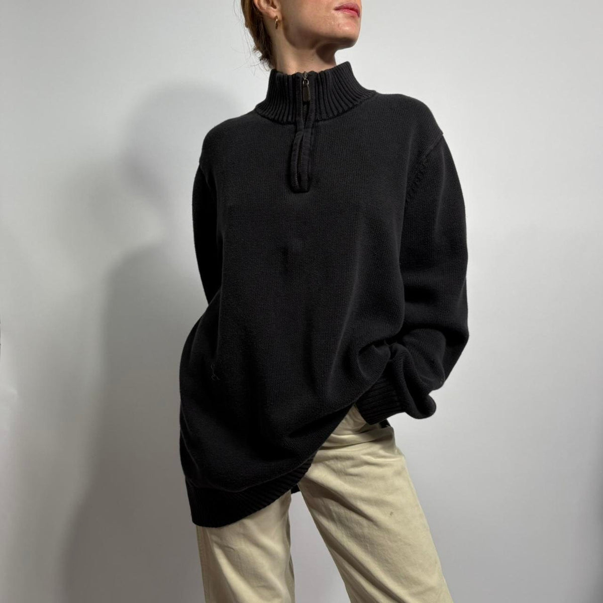 L.L.Bean Black Quarter Zip Sweatshirt - Men's XL