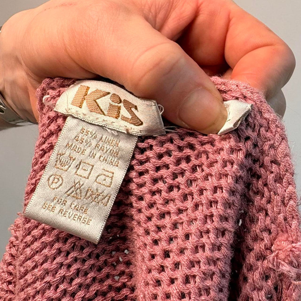 Vintage KIS Pink Cropped Cardigan - Size Large (Fits Small)