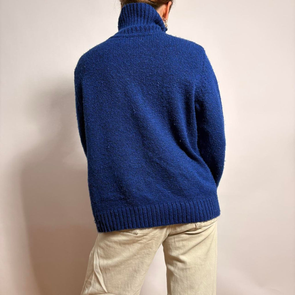 Vintage Karen Scott Quarter-Zip Sweater - Cobalt Blue