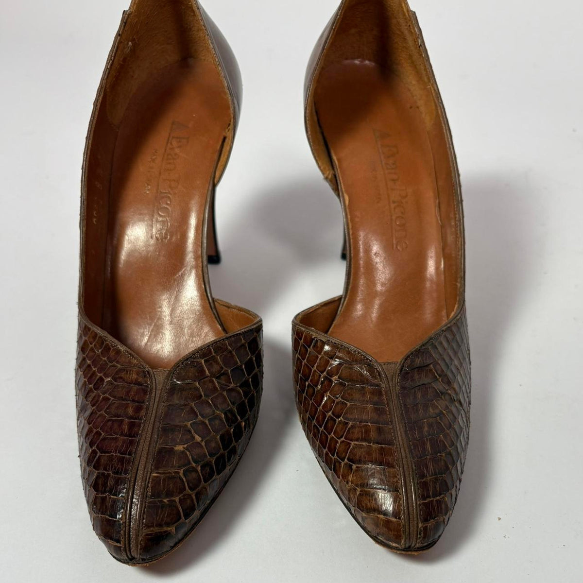 Evan Picone Brown Snakeskin Pumps - Round Toe, 3" Heel, Size 8.5 (Fits Narrow/7.5)